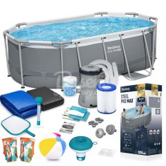 Basen ogrodowy stelażowy 305 x 200 x 84 cm 17w1 Bestway 5614A