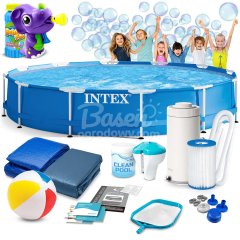 Basen ogrodowy stelażowy 366 x 76 cm 16w1 INTEX 28212 + maszynka do baniek GRATIS